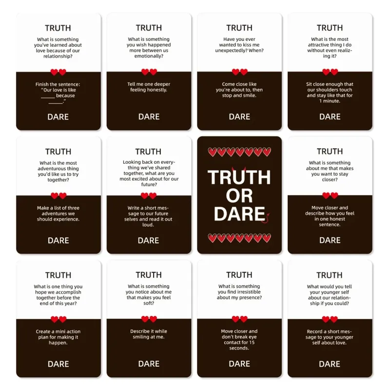 50Pcs Truth or Dare Couple Interactive Game Cards Fun Dating Cards for Couples To Improve Relationship Leisure Party Cards