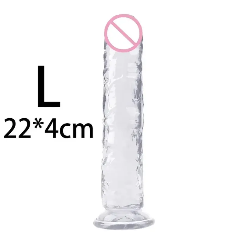 Cheap Women Erotic Anal 5 Colors Big Transparent Dildo Suction Cup Jelly Dick Sex Toys Soft Clitori Vaginal Masturbators Penis