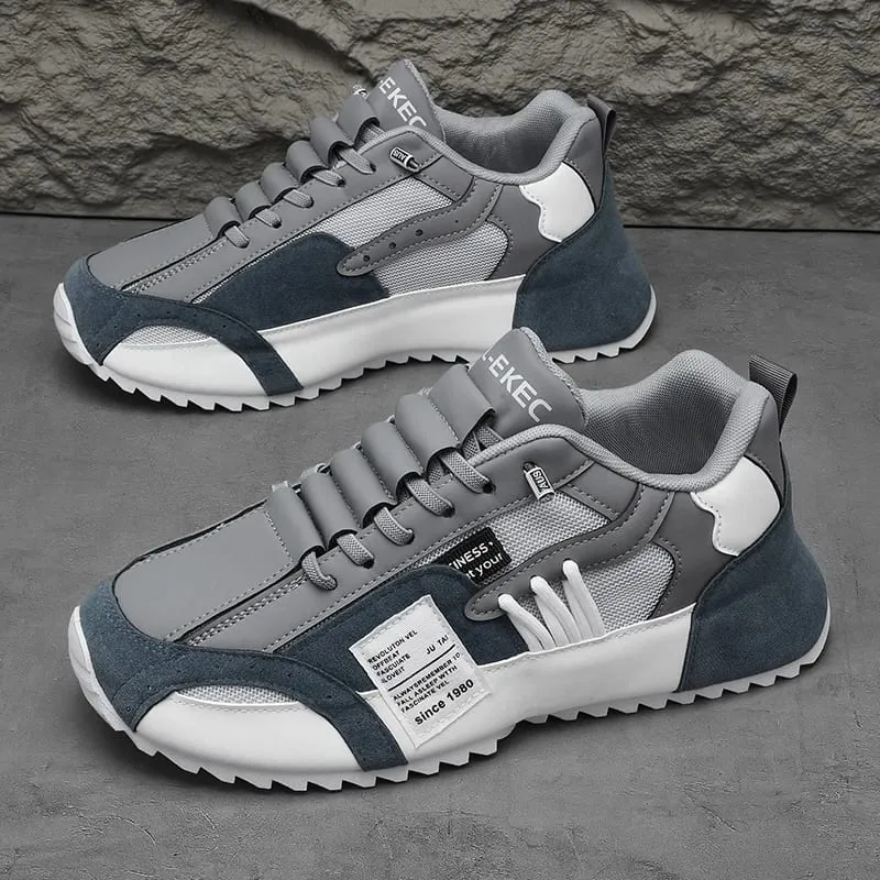 1pair Vintage Style Men'S Breathable Mesh Thick Sole Dad Sneakers - Casual Sports Running Shoes with Lace-Up Closure Faux & Fab