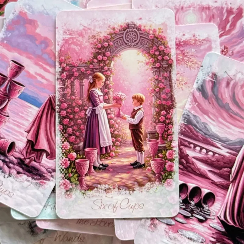 Romantic Tarot Cards in Metal Box With Paper Guidebook 12*7cm Rose Series Divine Guidance Board Games