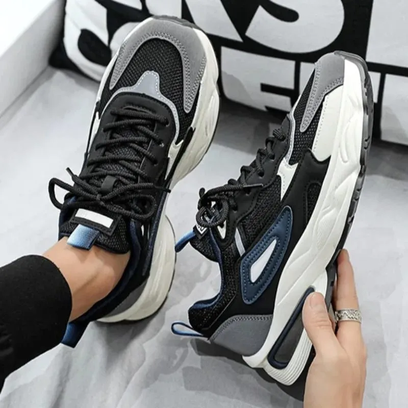Low-Top Casual Shoes for Men Slip-Resistant Wear-Resistant Comfortable Mesh Breathable Chunky Retro Sneakers