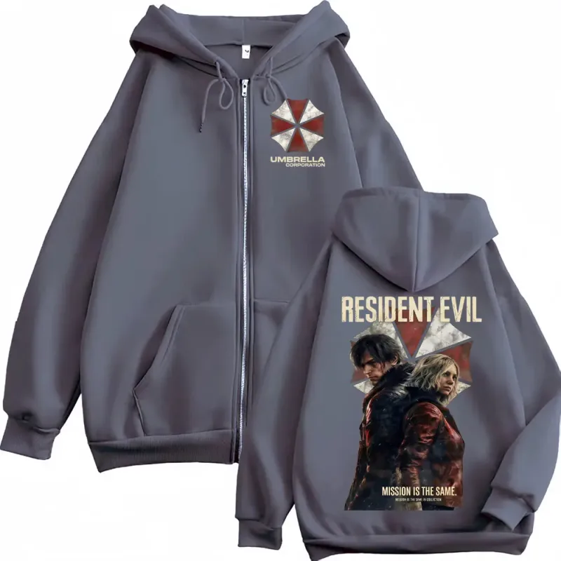 Limited Leon Kennedy Zipper Hoodies Resident Evil Requiemm Anime Jacket Sweatshirts Men Women Fashion Classic Zip Up Hoodie Coat