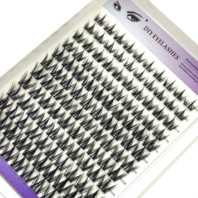12rows Diy Cluster Lashes 8-16mm Cat Eye Lashes Invisible Band Premium Mink Manga Lash Clusters Natural Style Faux Cils