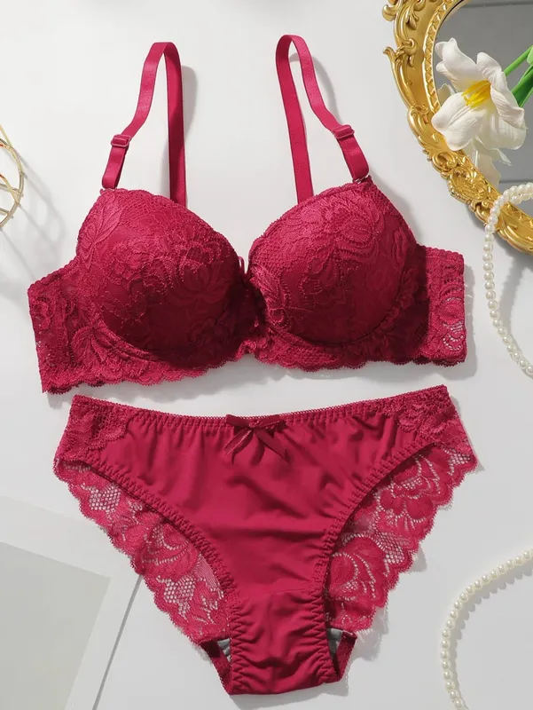 Women Lace Bra and Panty Sets Sexy Floral Print Push Up Underwear Women's Brassiere Intimate multicolored Lingerie Set A2155