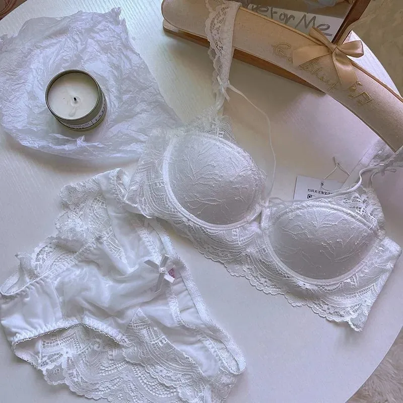 Ultra-Thin Push Up Lace Bra & Panty Set Sexy Big Bust Anti-Sagging Lingerie Underwear
