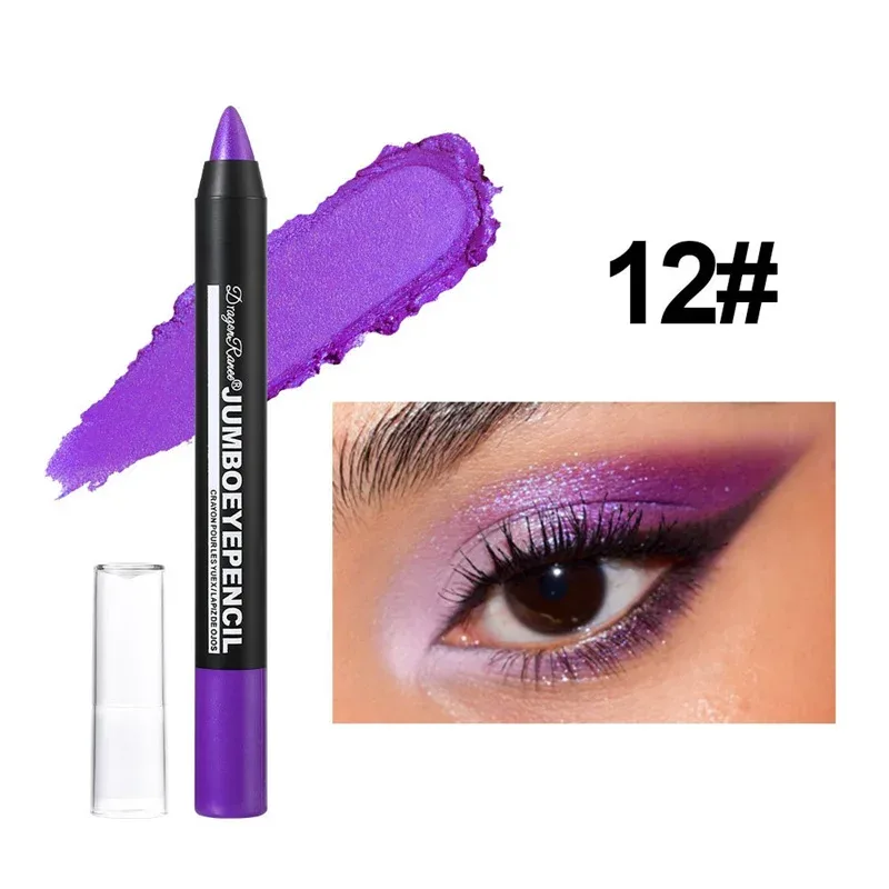 Smoky Green Eyeshadow Pencil Waterproof Pearlescent Metallic Glitter Eye Shadow Stick Highlighter Pen Eye Makeup Tools 12 Colors