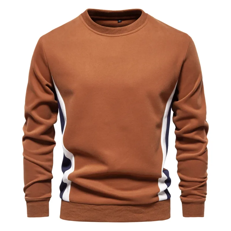Mens Patckwork Cotton-blend Crew Neck Sweatshirts Fashion Casual Sport Round Neck Pullover Sweatshirt for Men