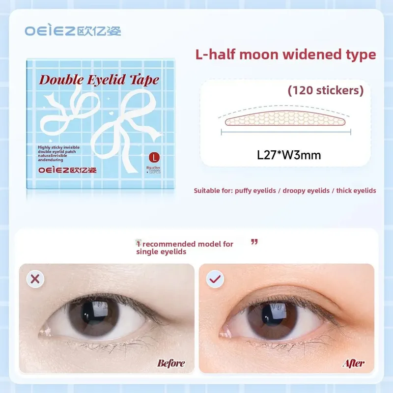 Double Eyelid Tape Invisible Eyelid Stickers for Monolids Hooded Droopy Puffy Eyes Instant Eye Lift Sweat-proof Breathable