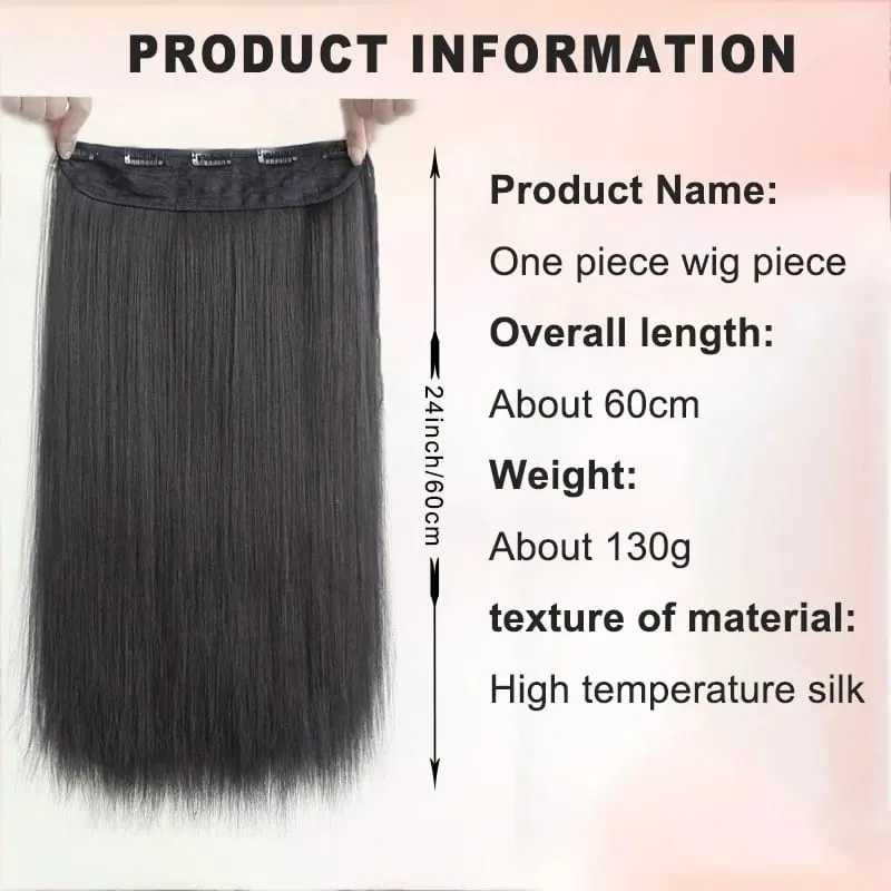 24 Inch Burgundy Straight Long Synthetic Hair Ponytail Extension Suitable For Women