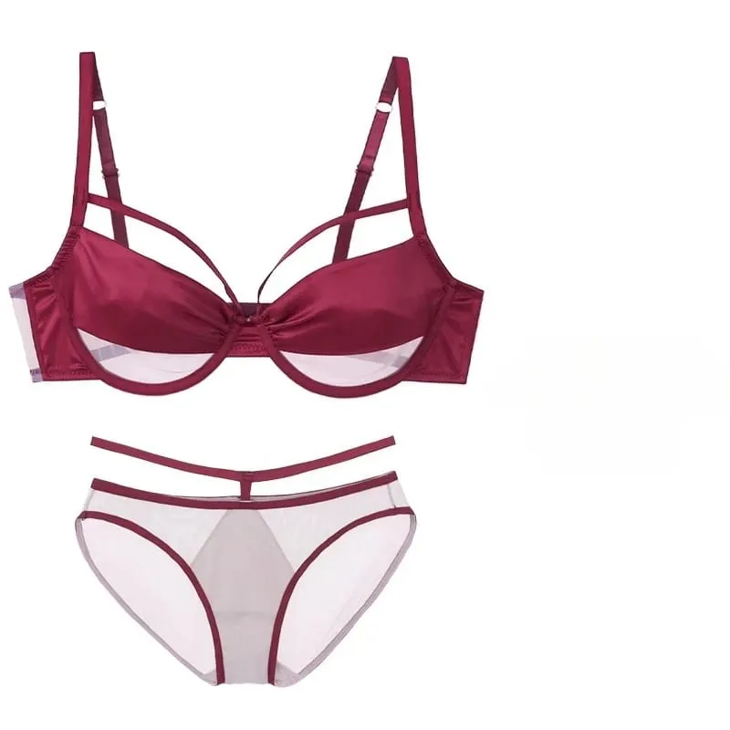 Set Pakaian Dalam Pelangsingan Cawan Nipis Baharu Wanita Lembut Underwire Tekan Ke Atas Kesan Meminimumkan Mengumpul Bonjolan Sebelah Anti Kendur Lembut — image 4