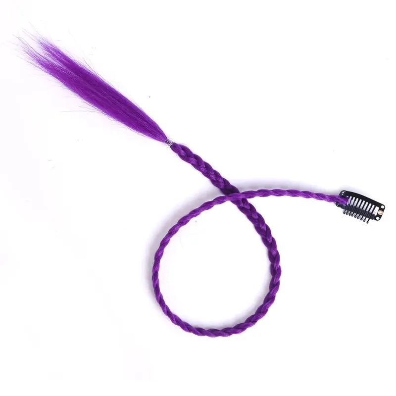 Synthetische 5 Teile/los Clip-in Extensions Für Frauen Pferdeschwanz Regenbogen Geflecht Haar Verlängerung 22'' Ombre Haarteil Box Braid Mit Clip