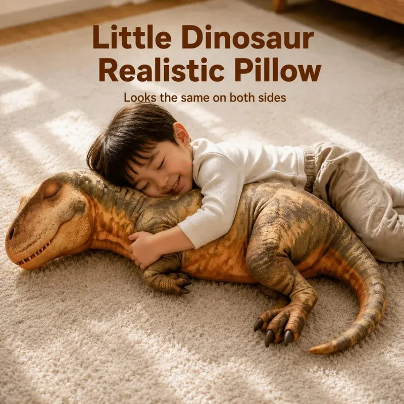 3D Design Dinosaur Plush Pillow Lifelike Dinosaur Cozy Soft Texture Realistic Sleeping Dinosaur Funny Shape Kawaii Style