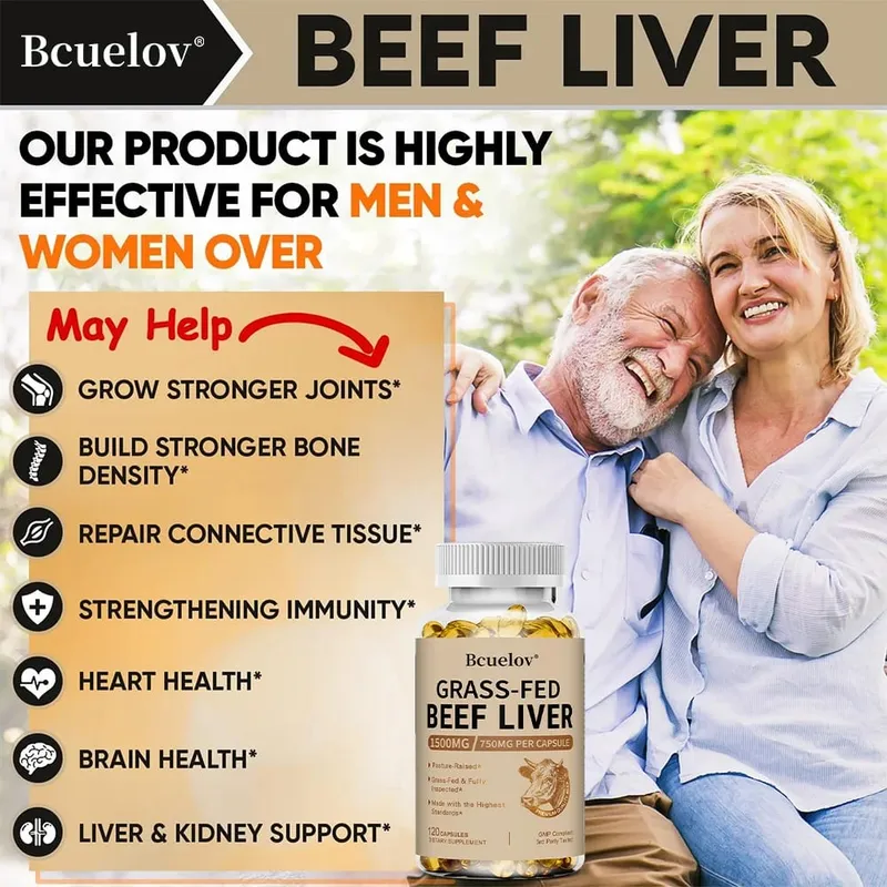New Zealand Grass-fed Dried Beef Liver Capsules To Support Heart Brain Blood Liver Health and Immune System 120 Capsules