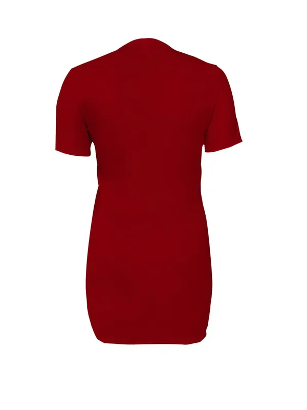 Women's Stylish Casual Plus-Size Design Heart-Shaped and Letter Print T-Shirt Dress - Casual Round Neck Stretch Fabric Machine