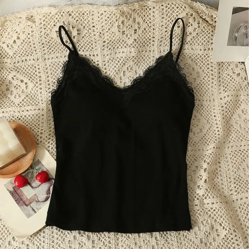 Bequemer, atmungsaktiver Spitzen-BH mit Trägern, einfarbig, bauchfreies Top, sexy Stil, kabelloses Sommer-Top