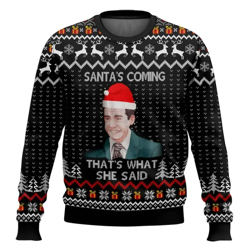 False The Office Ugly Merry Christmas Sweater 2025 New Fashion Men Oversized Hoodie Pullover Tops Winter Women Sweatshirt