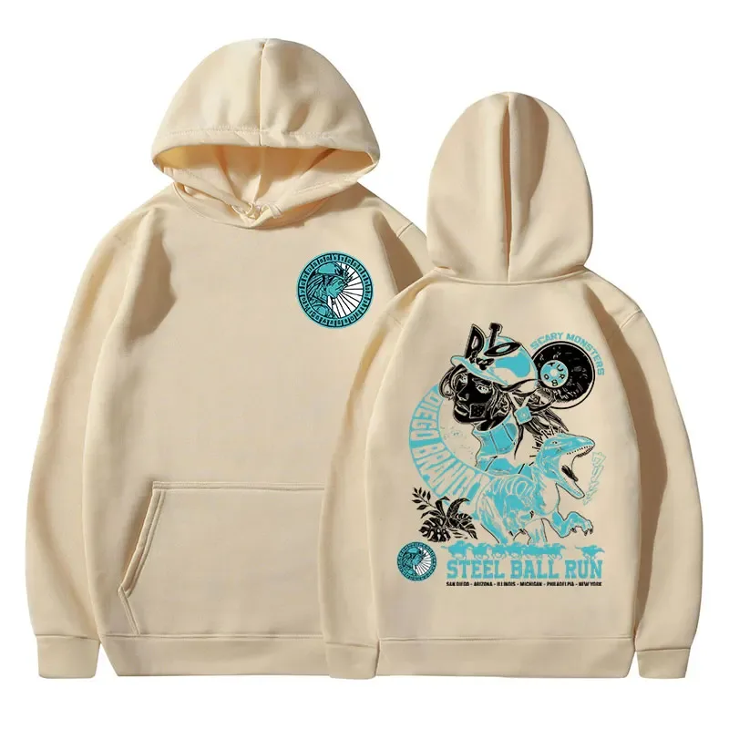 Anime Jojo Bizarre Adventure Hoodies STEEL BALL RUN Diego Brando Manga Graphic Sweatshirts Men's Long Sleeves Fleece Pullovers