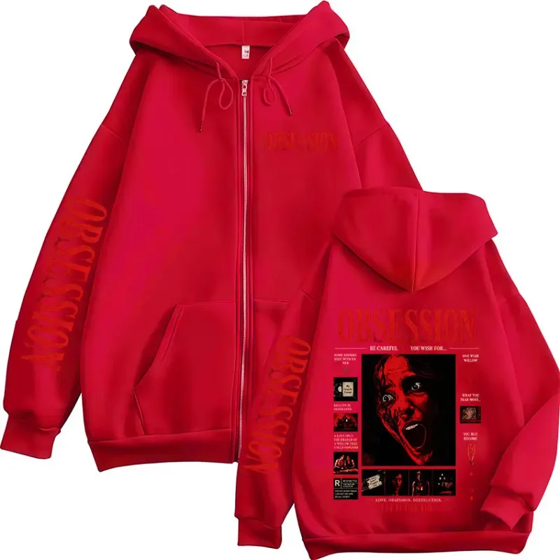 Horror Movie Obsession Nikki Merch Zipper Hoodies Men's Women Casual Loose Long Sleeves Zip Up Hooded Sweatshirts Jackets Coats