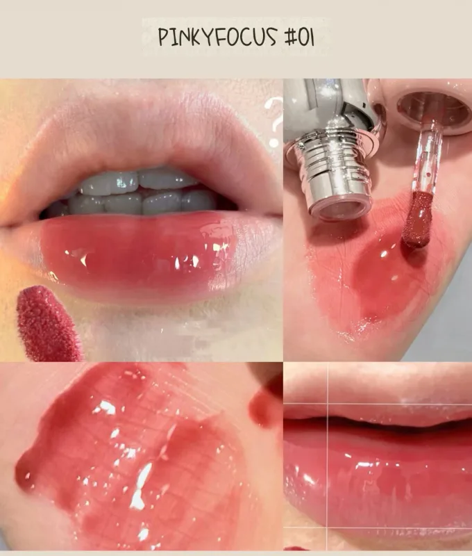 Pinkyfocus Clear Gloss Lip Oil Ενυδατικό γυάλινο φινίρισμα Μη κολλώδες γυμνό σκιά Ιδανικό για στρώσεις για να φωτίζουν τα χείλη