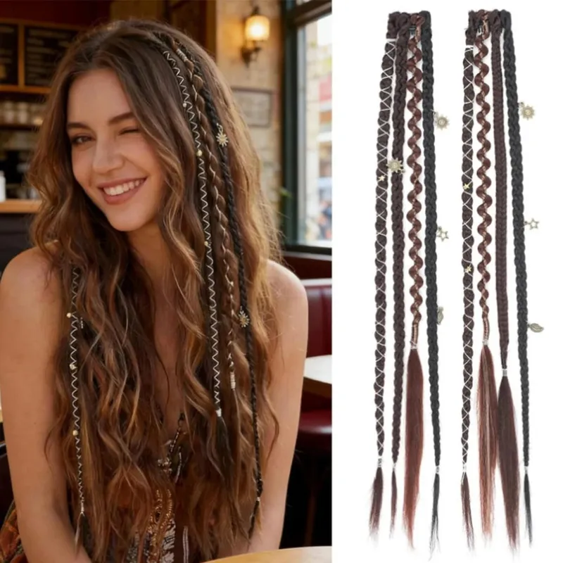 Synthetic Bohemian style clip braid hair extension wig women braided twist braid hair accessories hair extension wig