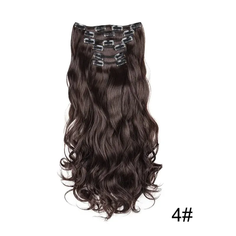 22Inch Synthetic 6pcs/set Long Curly Hair Extension Thick Soft Hairpiece for Short Hairline Coverage for Women Daily Use