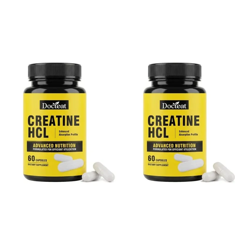 Docteat Creatine HCL Capsules with Vitamin B6 B12 & Cinnamon for Muscle Energy & Performance Support Adults 60 Capsules