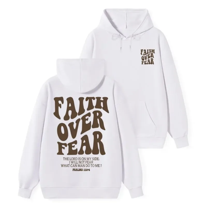 Faith Over Fear Christian Hoodie Men's and Women's Long Sleeve Sweatshirt Pullover Tops Sportswear Streetwear Men Clothing
