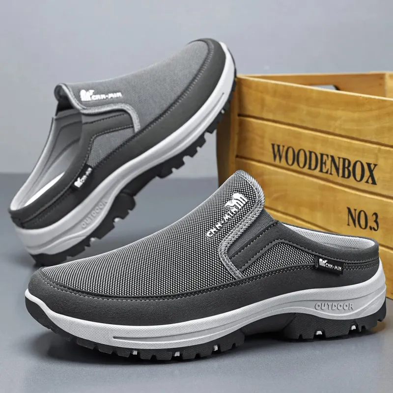 Men's shoes casual cloth shoes breathable lazy shoes toe caps outdoor sports half shoes
