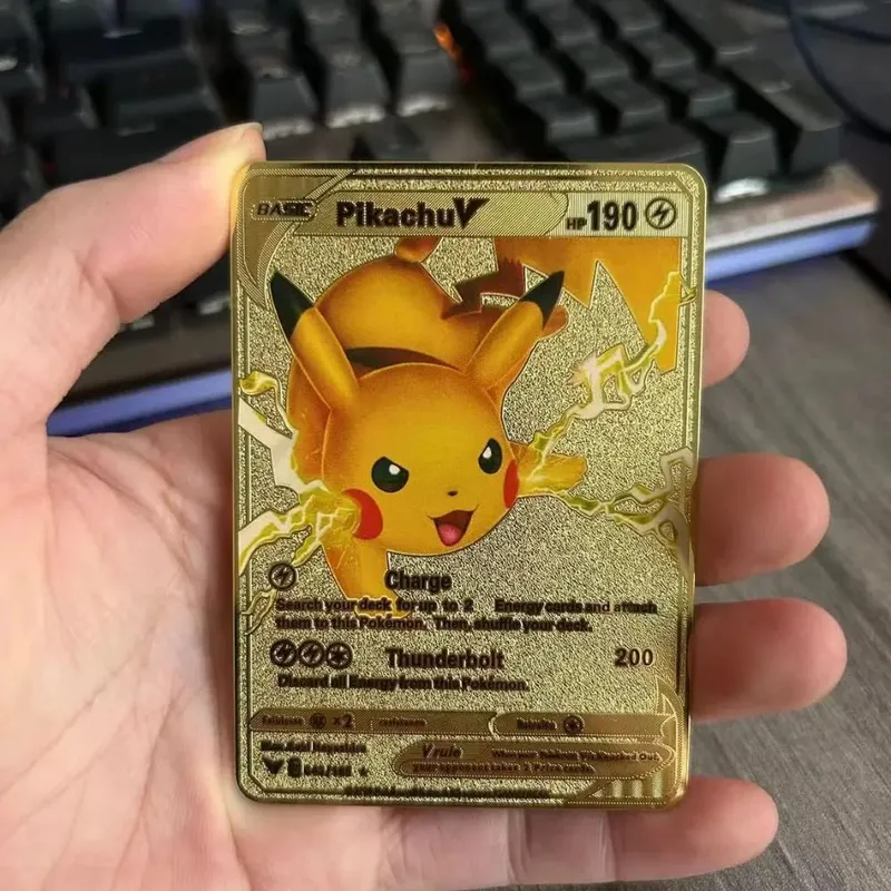 Pokemon Metal Game Collection Card Anime Figure Charizard Pikachu Blastoise Mewtwo Battle Collection Carte Card Toy Gift