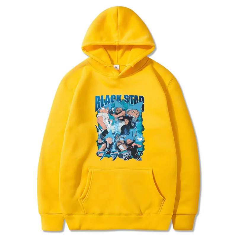 Anime Soul Eater Black Star Graphic Print Men Women Funny Clothes Fashion Oversized Hoodies Winter Casual Long Sleeve Streetwear