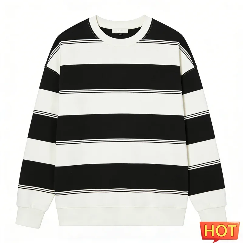 Simple Fashion Striped Pattern Sweatshirts For Men Casual Autumn 3D Printed Long Sleeve Hoodies Loose Daily Wear Basic Pullovers