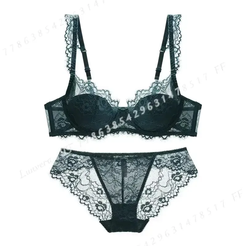 Women Sexy Lingerie Set Elegant Thin Lace Bra See Through Briefs Soft Underwear Ladies Bra and Panty Set