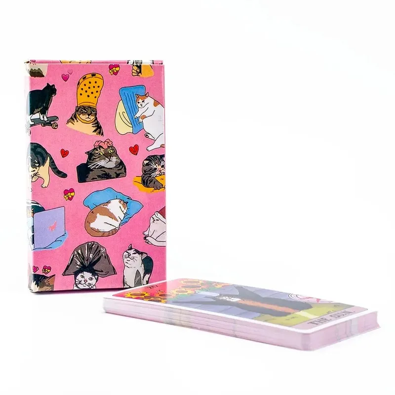 Original Cat Meme Tarot Deck 22 Major Arcana Funny Witchy Cat Kawaii Uwu Design Pink Cute Tarot for Entertainment