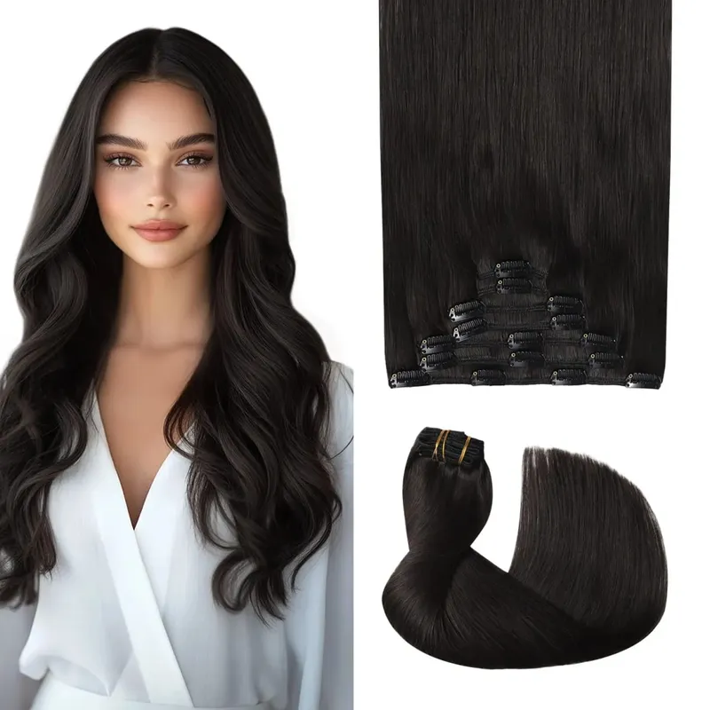 Sweetmet Pro2.0 Clip in Hair Extensions Real Human Hair 120g Thick 7pcs #60 Platinum Blonde Remy Real Human Hair Extensions Clip ins Seamless Double Weft for Women