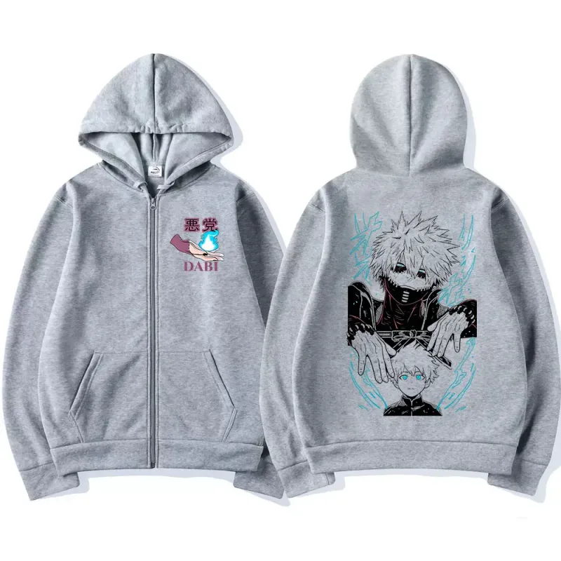 Dabi My Hero Academia Zip Up Hoodies Manga Graphic Harajuku Fashion Streetwear Men Clothing Fall Fleece Oversized Hooded Tops