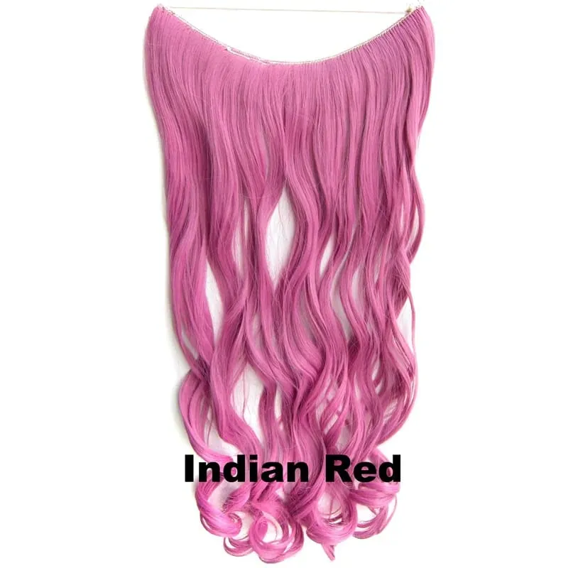Synthetic One piece Hair Extensions No Clip No Glue Invisible 24inch Long Straight Wave Heat Resistant String Hairpiece