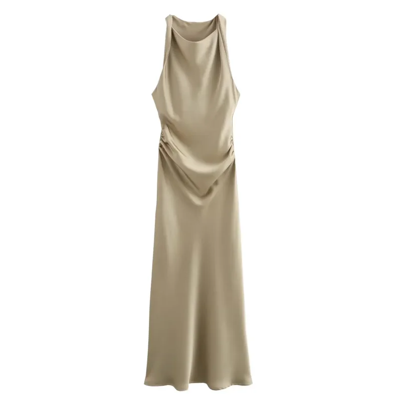 Satin Long Dresses for Women 2026 Summer Slip Midi Dress Woman Sexy Evening Party Dress Sleeveless Female Elegant Dresses
