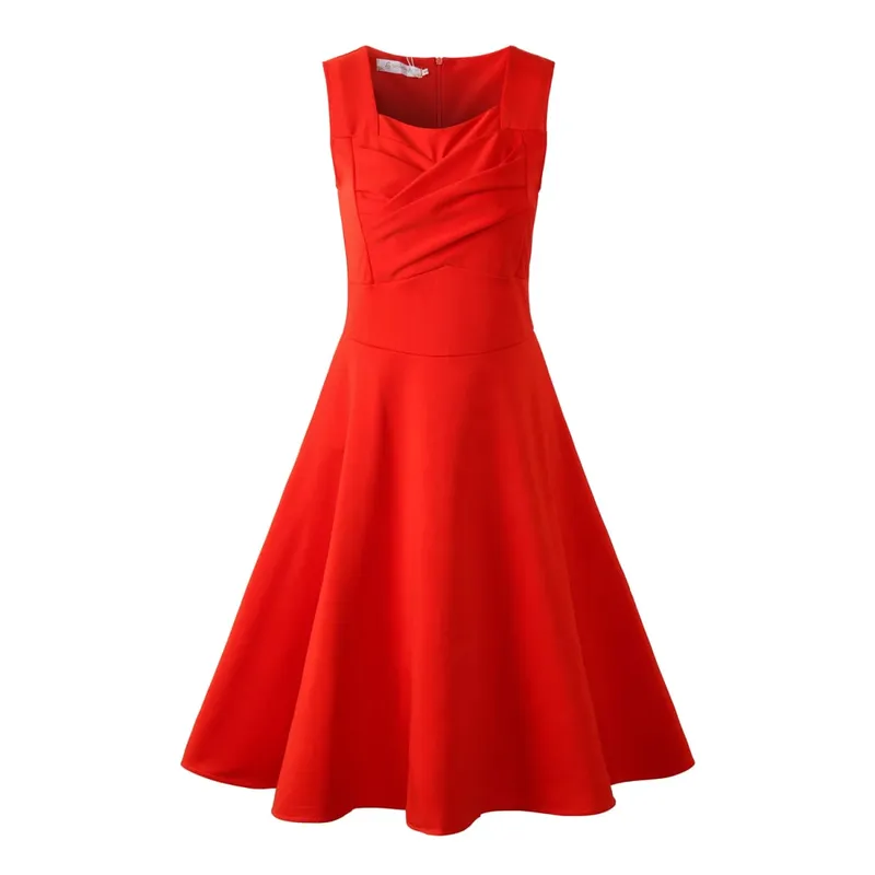 Hepburn Style Vintage Dress New Women Sleeveless Large Swing Sexy Party Dress