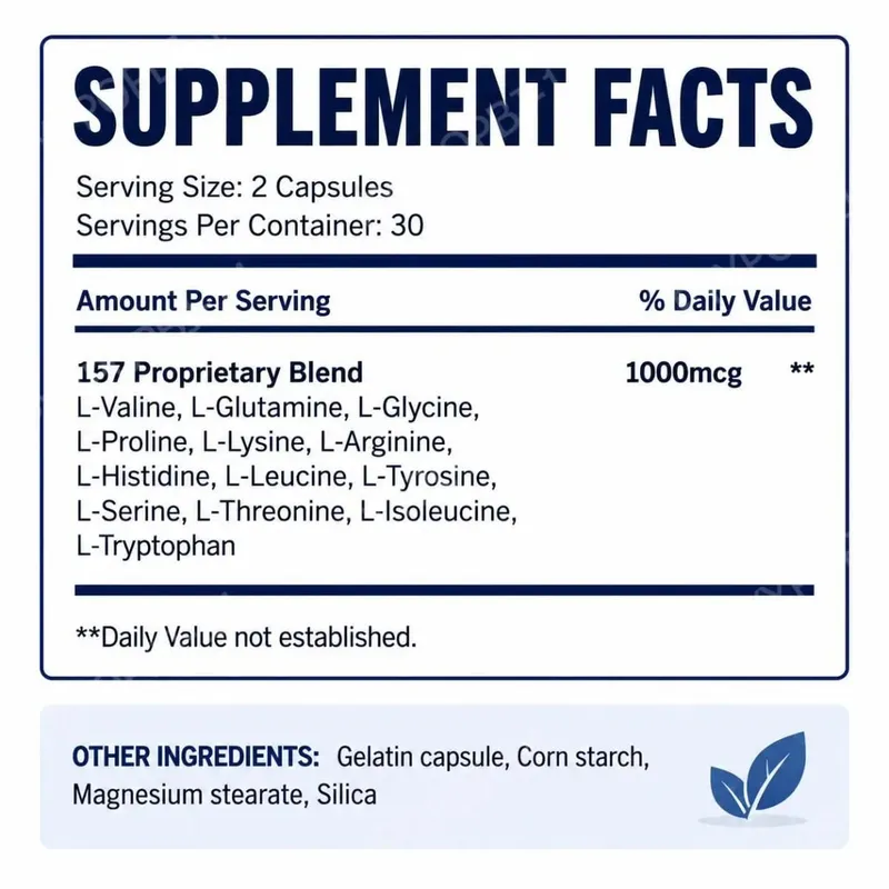 Googeer 157 Recovery Complex Capsules for Muscle Strength and Tissue Repair L-Lysine Amino Acid Blend Daily 60 Capsules