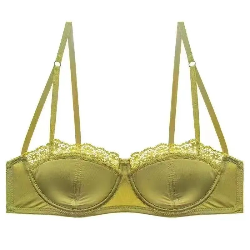 Sexy French Half Cup Invisible Bra Set Soft Underwire Minimizer Push Up Lingerie Set S-XL Comfort Breathable Anti Sag Stylish