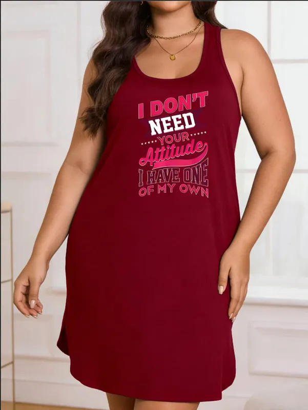 Alphabet Print Casual Sleeveless Dress Suitable for Summer and Spring Elegant Dress for Ladies