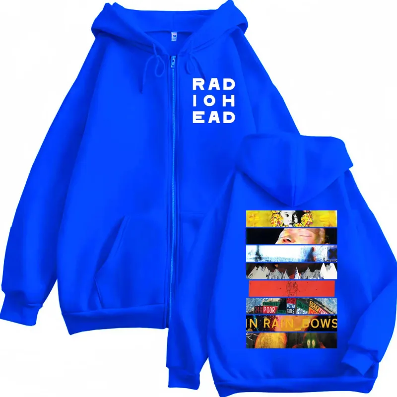 Rock Band Radiohead Album Graphic Zipper Hoodie Fashion Y2k Oversized Zip Up Pullovers Men Women Casual Long Sleeve Sweatshirts