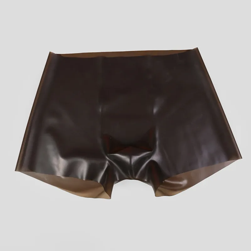 Mens Latex Boxer Briefs Underpants See-Through Rubber Safety Panties Low Waist Seamless Underwear for Sensory Appeal