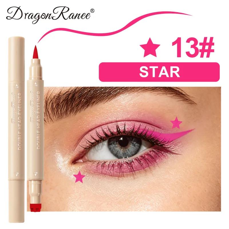 2-in-1 Dual-Ended Stamp Eyeliner Pen 20 Colors Waterproof Liquid Eyeliner with Stamp Tip Quick Dry Eye Makeup for Beginners