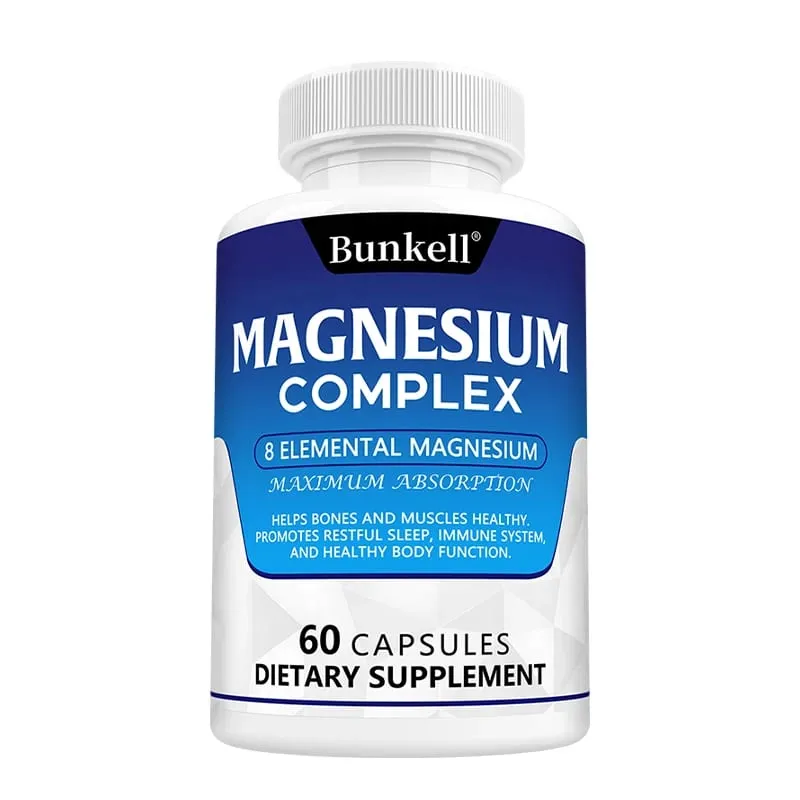 Magnesium Complex Supplement 8 Elemental 1000mg - for Bones Muscle Recovery Energy Vegan Non-GMO 120 Capsules