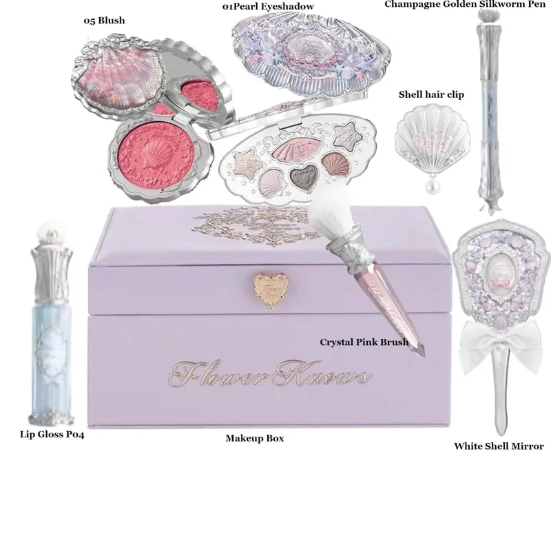 Flower Know Strawberry Rococo Set Kado All-In One Kit Rias Wajah Profesional Penuh Cermin Taman Blush On Bubuk Krim Bibir Flowerknows