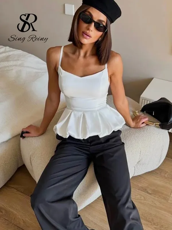Satin Party Evening Tank Top 2026 Ladies Strap Zipper Design Backless Sexy Blouse Streetwear Solid Luxury Camisole