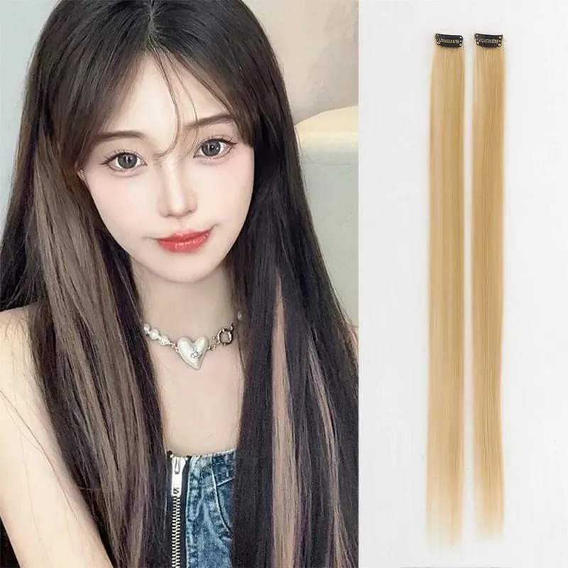 Pick dye wig piece female color hanging ear dye one-piece simulated long straight hair extension piece