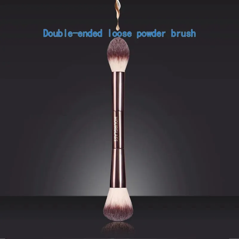 Single Makeup Brush Brown Synthetic Fiber Multi-Functional Powder Blush Brush Full Aluminum Handle Professional Makeup Tool 1 Pc
