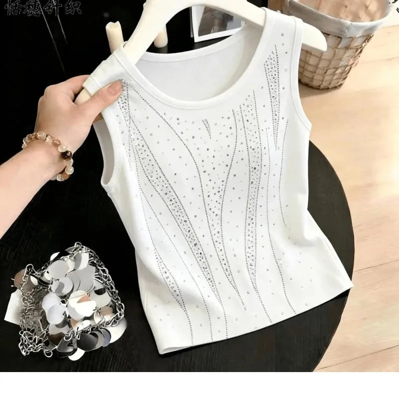 New Summer Slim Sleeveless Plus Size Street Casual Tanks Tops All-match Simplicity Fashion T Shirts Elegant Trend Women Clothing